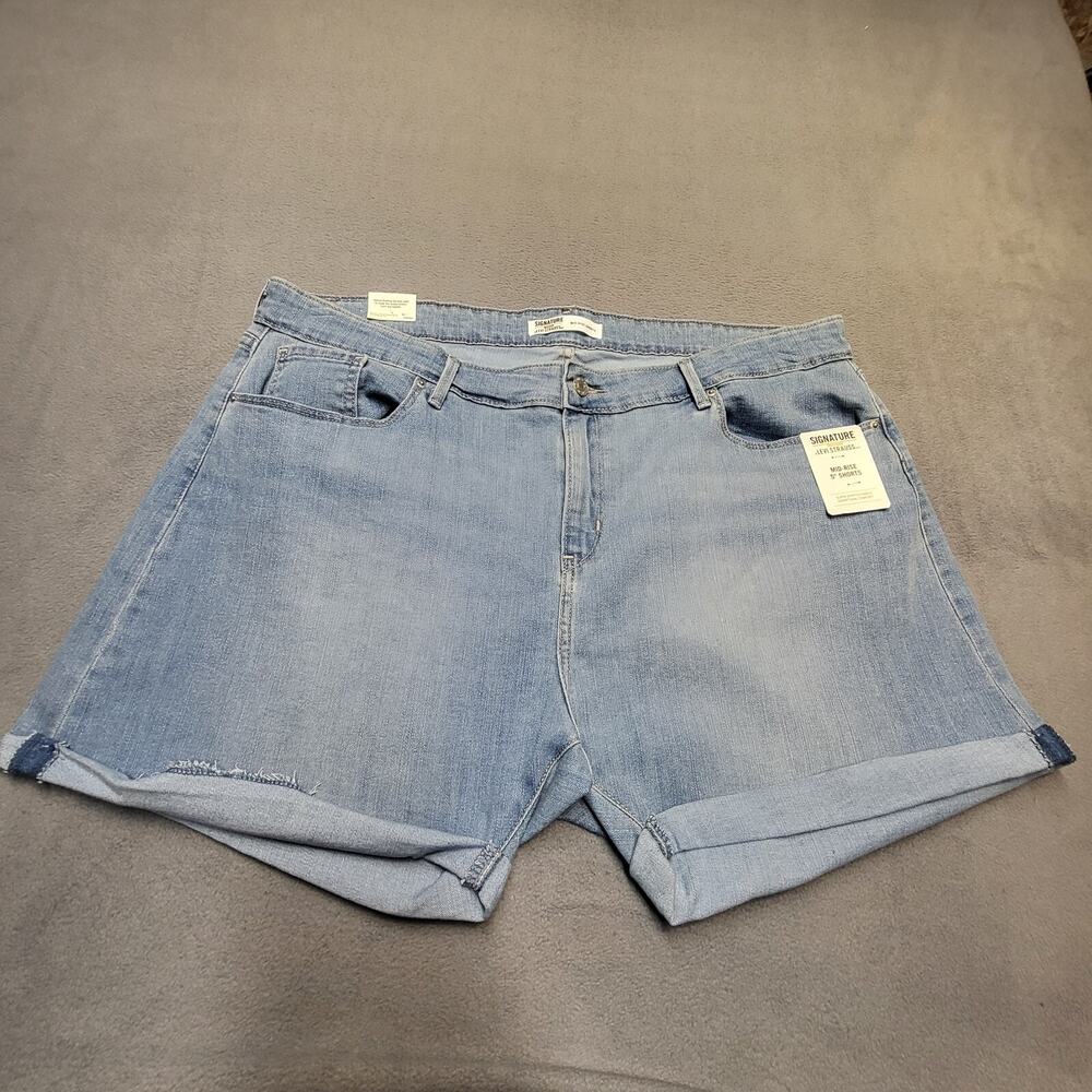 Signature Levis Jean Shorts New Womens 20 Blue Mid Rise Stretch Rolled Cuff